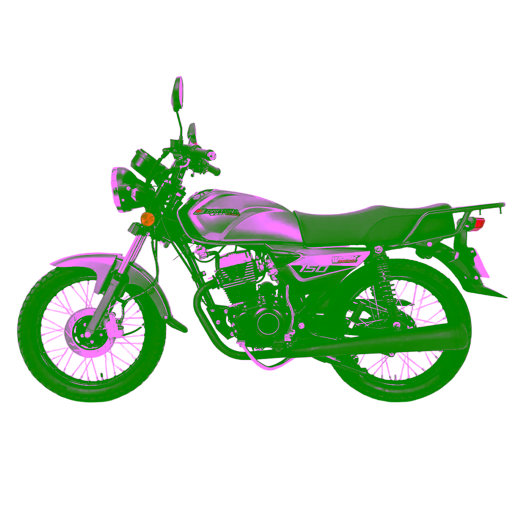 La moto Daytona DY150 Workforce de 4 tiempos y 150 cc, sistema de arranque eléctrico/pedal, es ideal para el trabajo diario. Garantía de 30 meses.