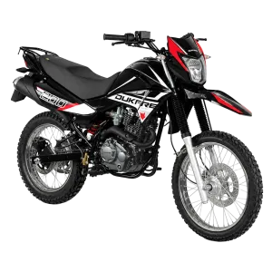 Moto Dukare DK200B de 200 cc y 5 velocidades color negro vista lateral izquierda encuentra en granhogar