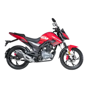 Moto IGM Wind 200 roja con frenos de disco perfil lateral derecho encuentra en granhogar