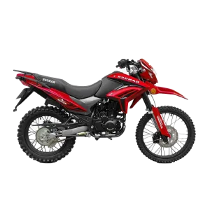 Moto 250GY-50 Ranger roja y negra vista lateral completa descúbrelo en granhogar