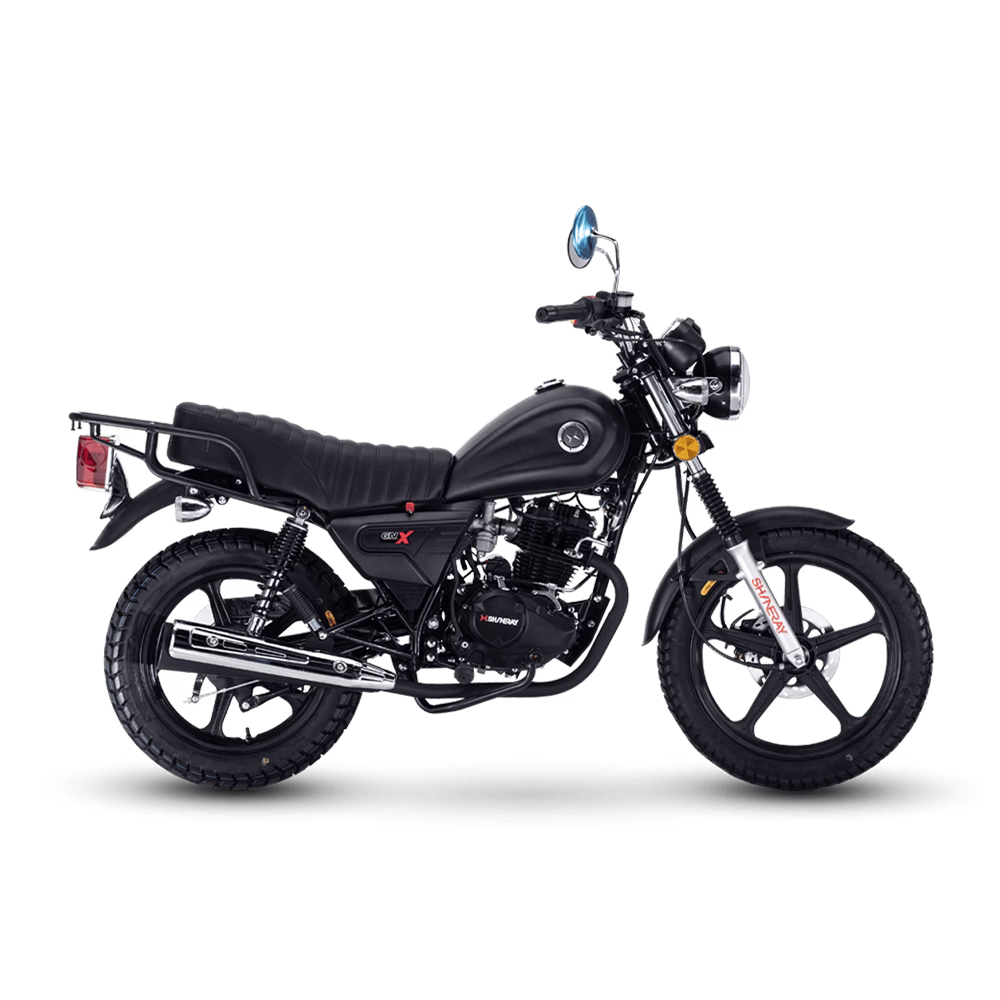 Moto GN-X 170 Shineray negra vista lateral izquierda descúbrelo en granhogar