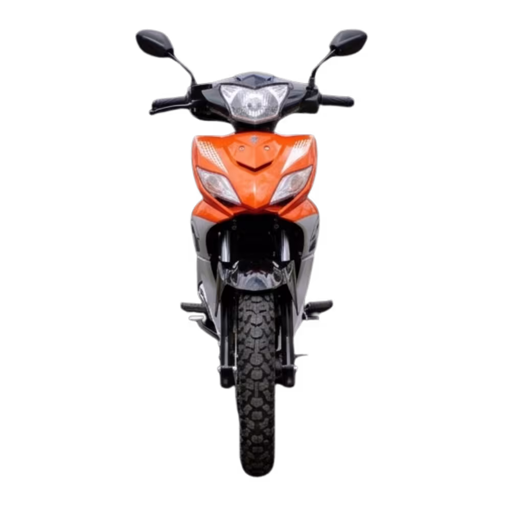 Moto Thunder Bolt M2 125cc faro frontal y retrovisores vista frontal, disponible en granhogar