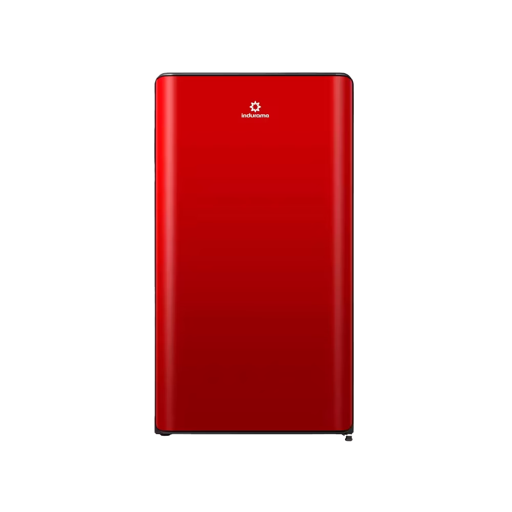 Nevera minibar Indurama RI-120 roja vista frontal cerrada, descúbrelo en granhogar