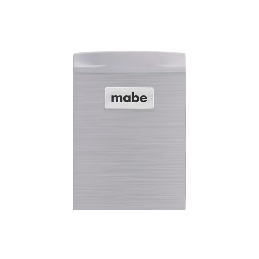 Nevera minibar Mabe RMF04ERX0 logo en la parte superior primer plano disponible en granhogar