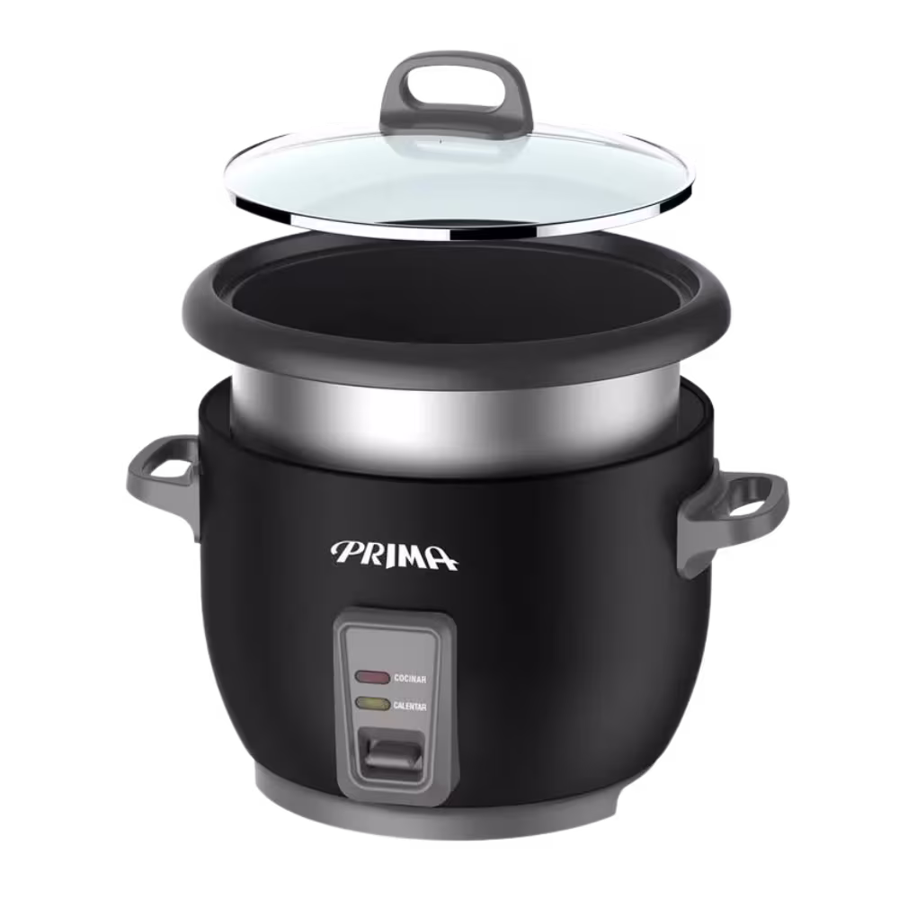 Olla arrocera Prima RC1718-BL 1.8L tazón antiadherente vista tres cuartos, adquiérelo en granhogar