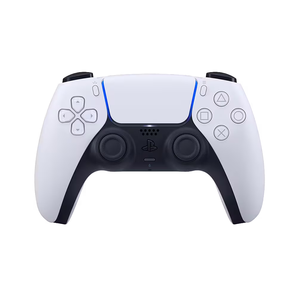 Control Sony DualSense inalámbrico para PS5 blanco y negro vista frontal. Encuéntralo en granhogar
