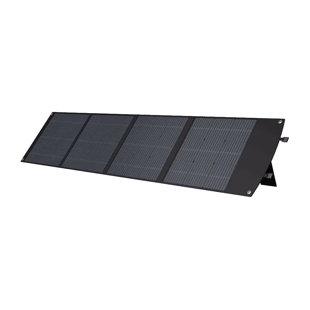 Panel solar Orion P8750 120W monocristalino desplegado vista tres cuartos. Disponible en granhogar