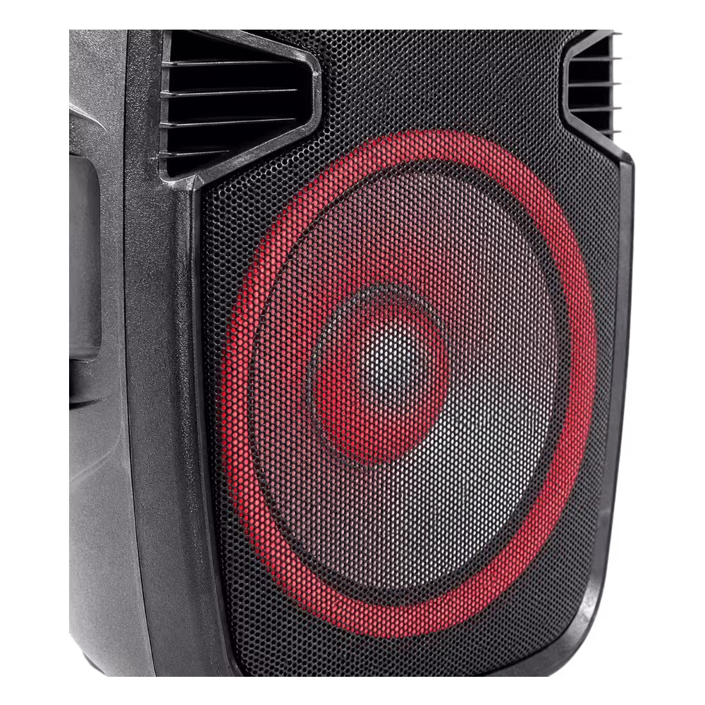 Parlante Italy Audio Elite LED II con cono iluminado en rojo primer plano encuentralo en granhogar