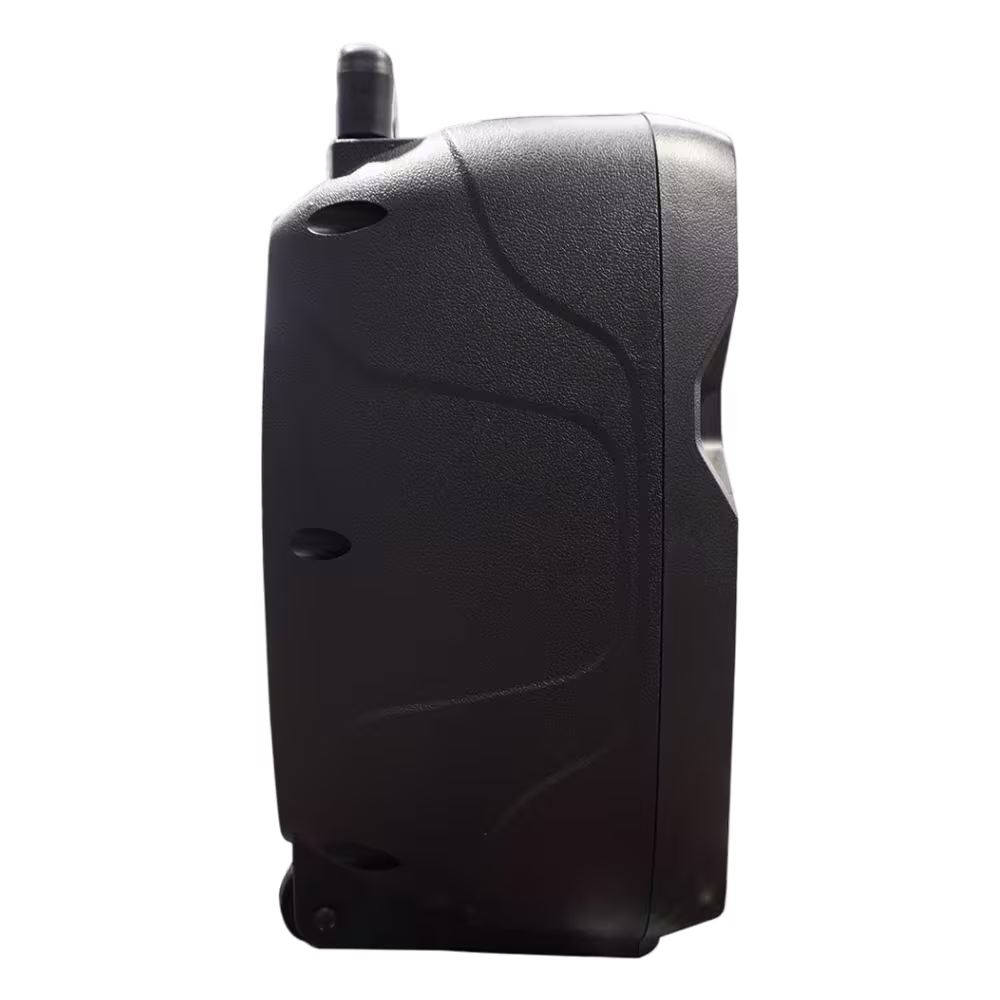 Parlante Italy Audio Elite LED II con ruedas de transporte vista de perfil encuentralo en granhogar