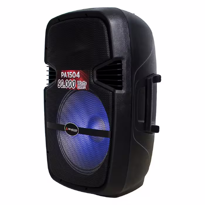 Parlante Italy Audio Elite PA1504 90000W con woofer de 15", Bluetooth y luces LED. Sonido potente para animar tus eventos al máximo.