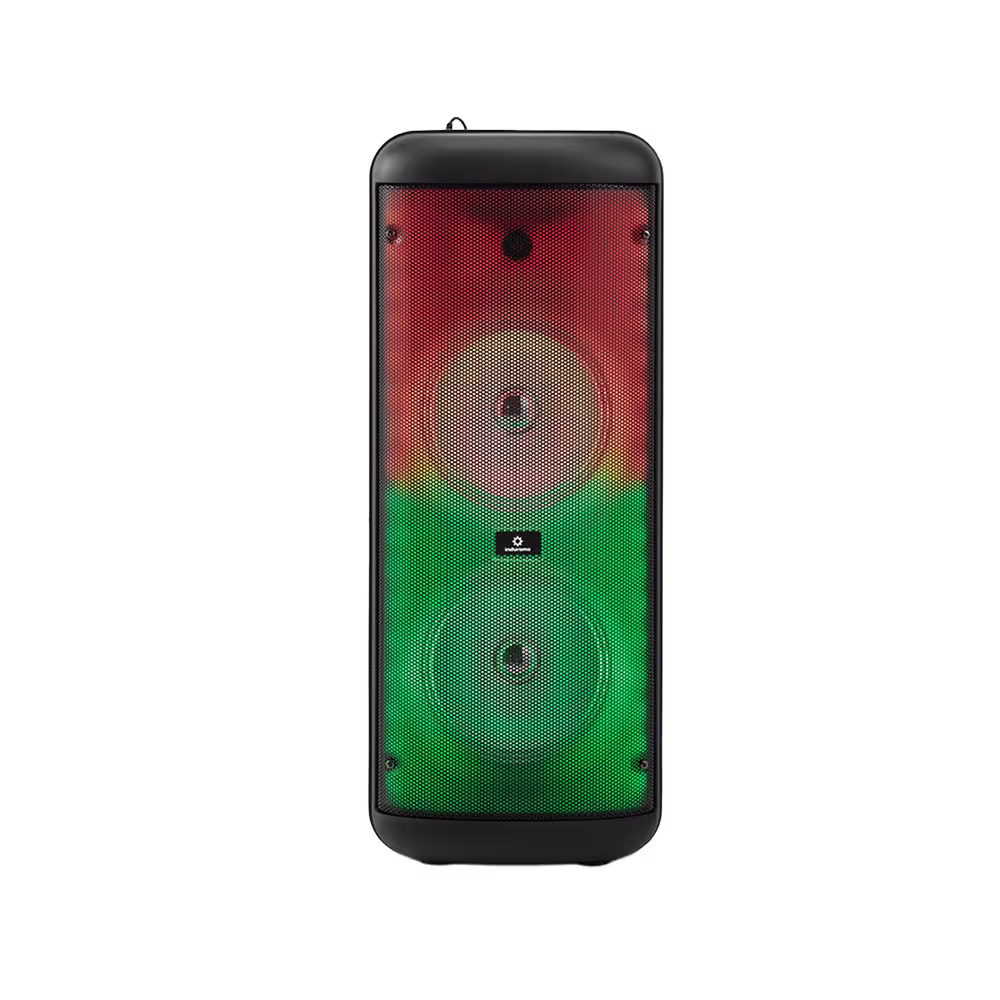 Parlante Indurama CMI40 portátil Bluetooth 40W RMS negro vista frontal. Encuéntralo en granhogar online