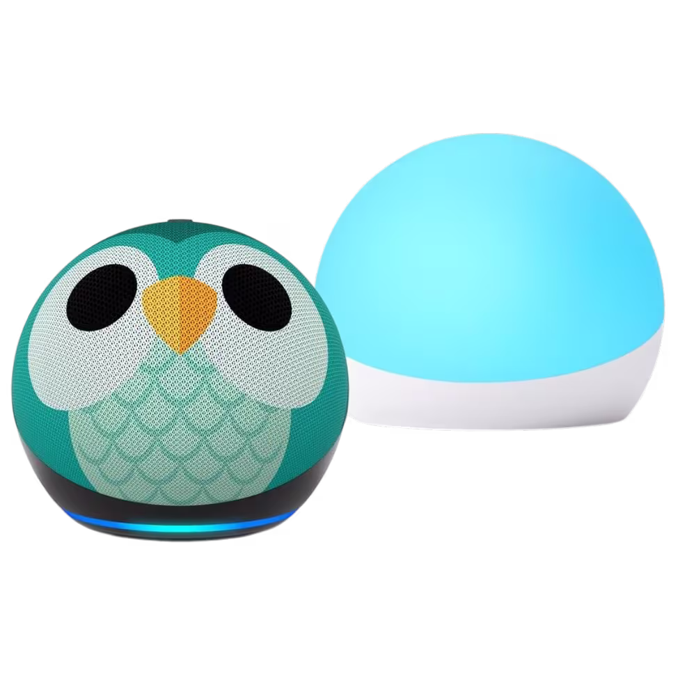 Parlante inteligente Amazon Echo Dot Kids 5ta Gen con luz led encendida vista frontal