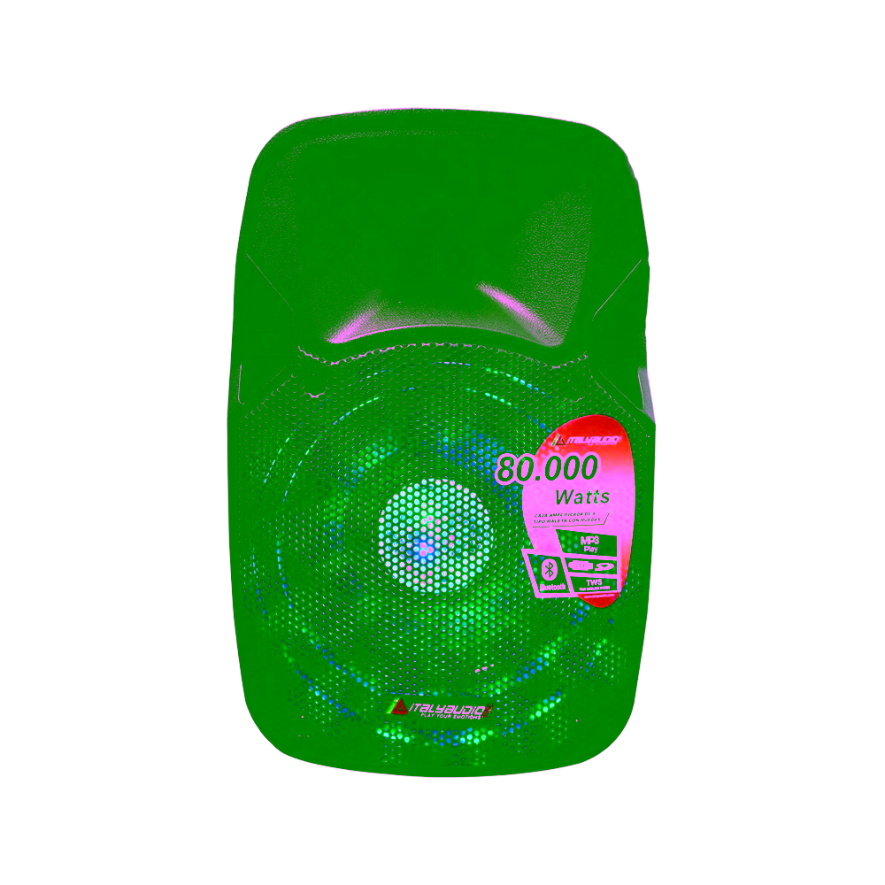 Parlante recargable Italy Audio MELINE08 de 8 pulgadas color negro vista frontal encuentra en granhogar