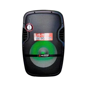 Parlante recargable Italy Audio ITL-TRO15 15 pulgadas luces LED vista frontal. Encuéntralo en granhogar