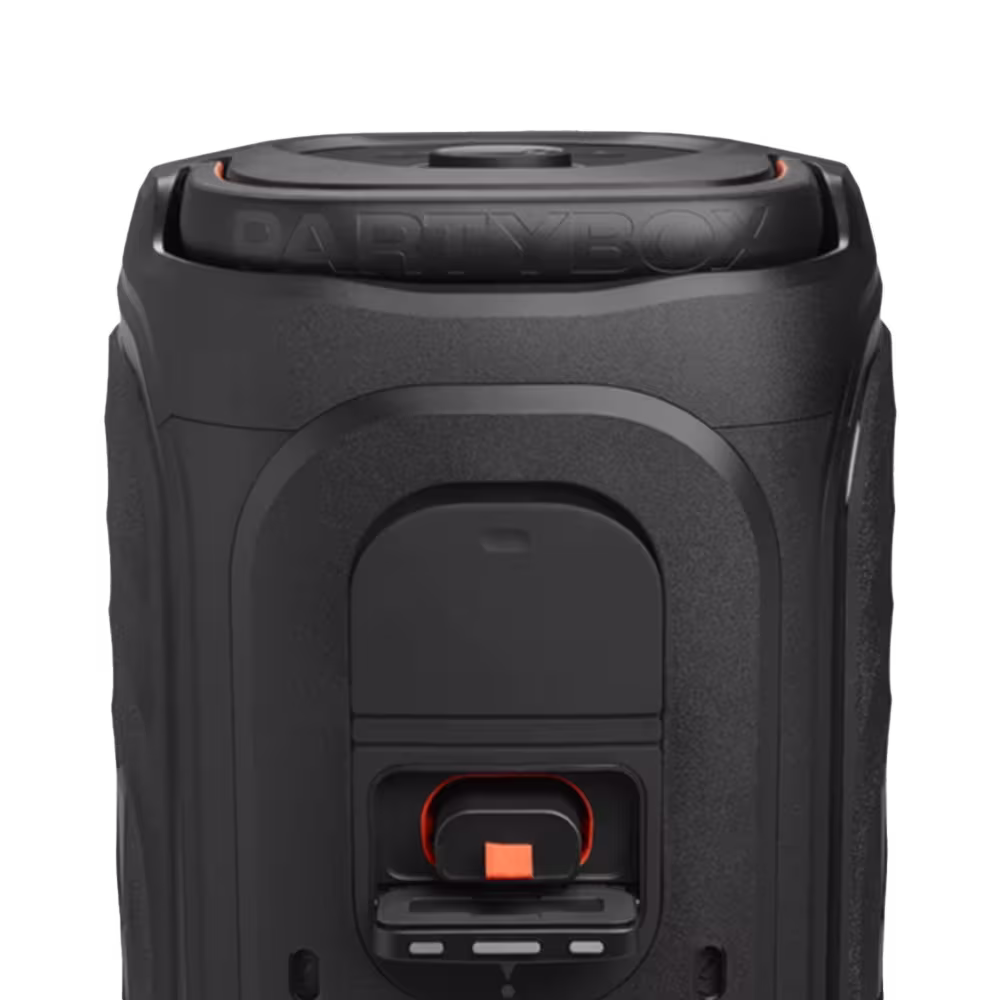 Parlante inalámbrico JBL PartyBox 130 de 200W con compuerta inferior abierta descúbrelo en granhogar