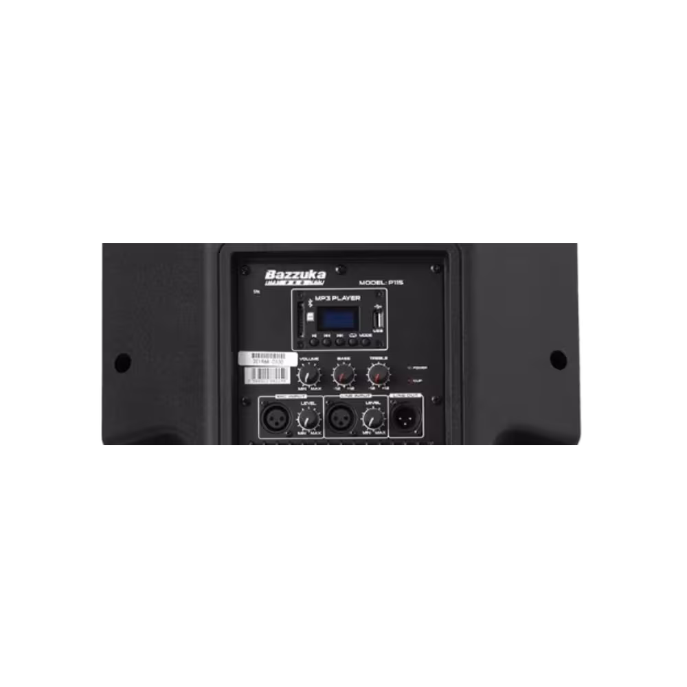Consola de pantalla digital botones de parlante profesional Bazzuka P-115 primer plano disponible en granhogar