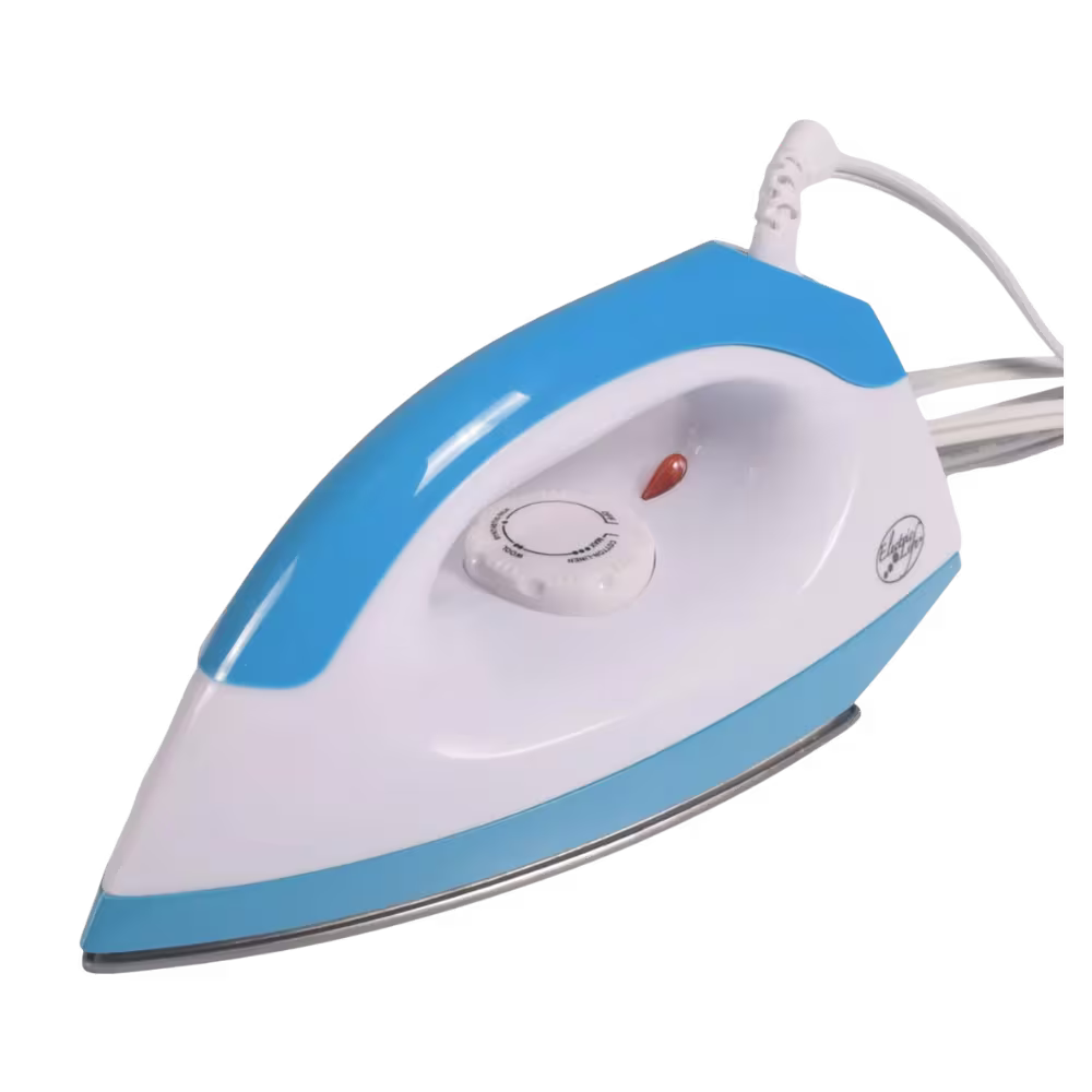 Plancha Seca Electric Life 1803 1000W suela antiadherente vista tres cuartos, compra online granhogar