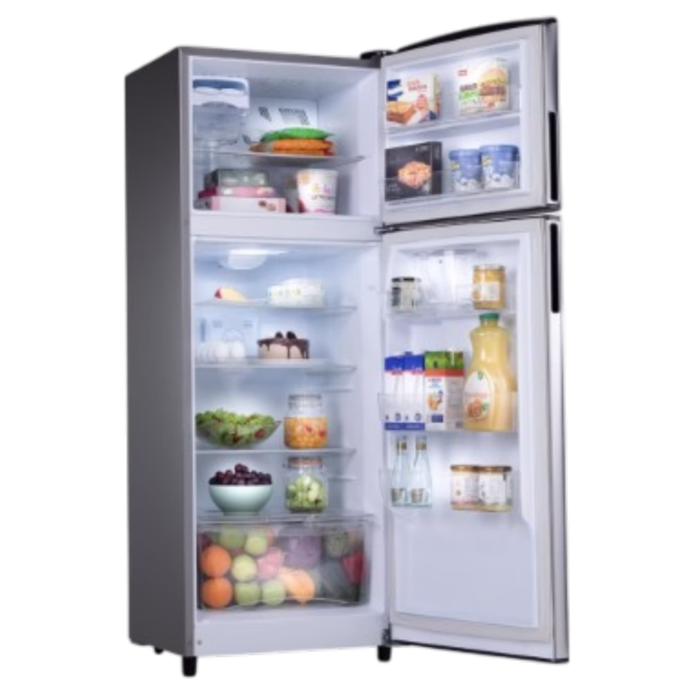 Refrigeradora Indurama RI-425 interior con alimentos, compra online en granhogar