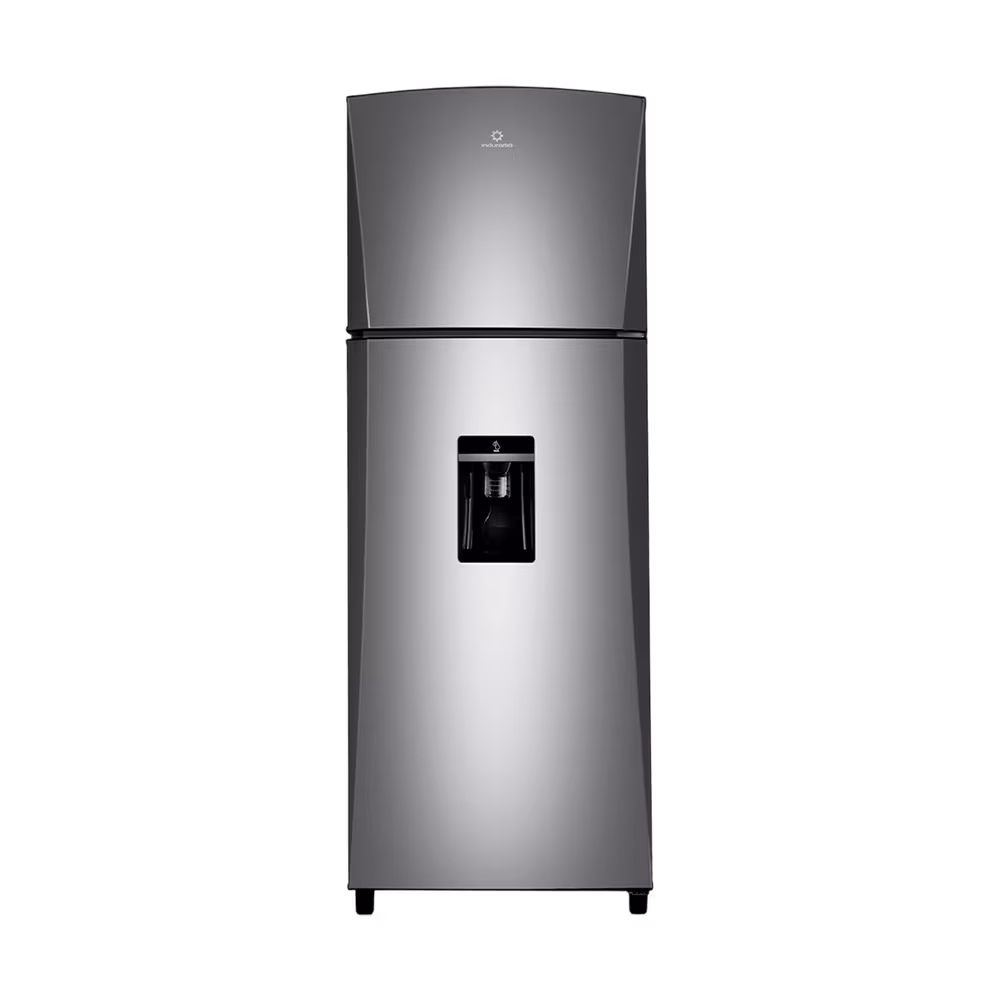 Refrigeradora Indurama RI-425 Quarzo acabado cromado de dos puertas vista frontal encuéntrala en granhogar