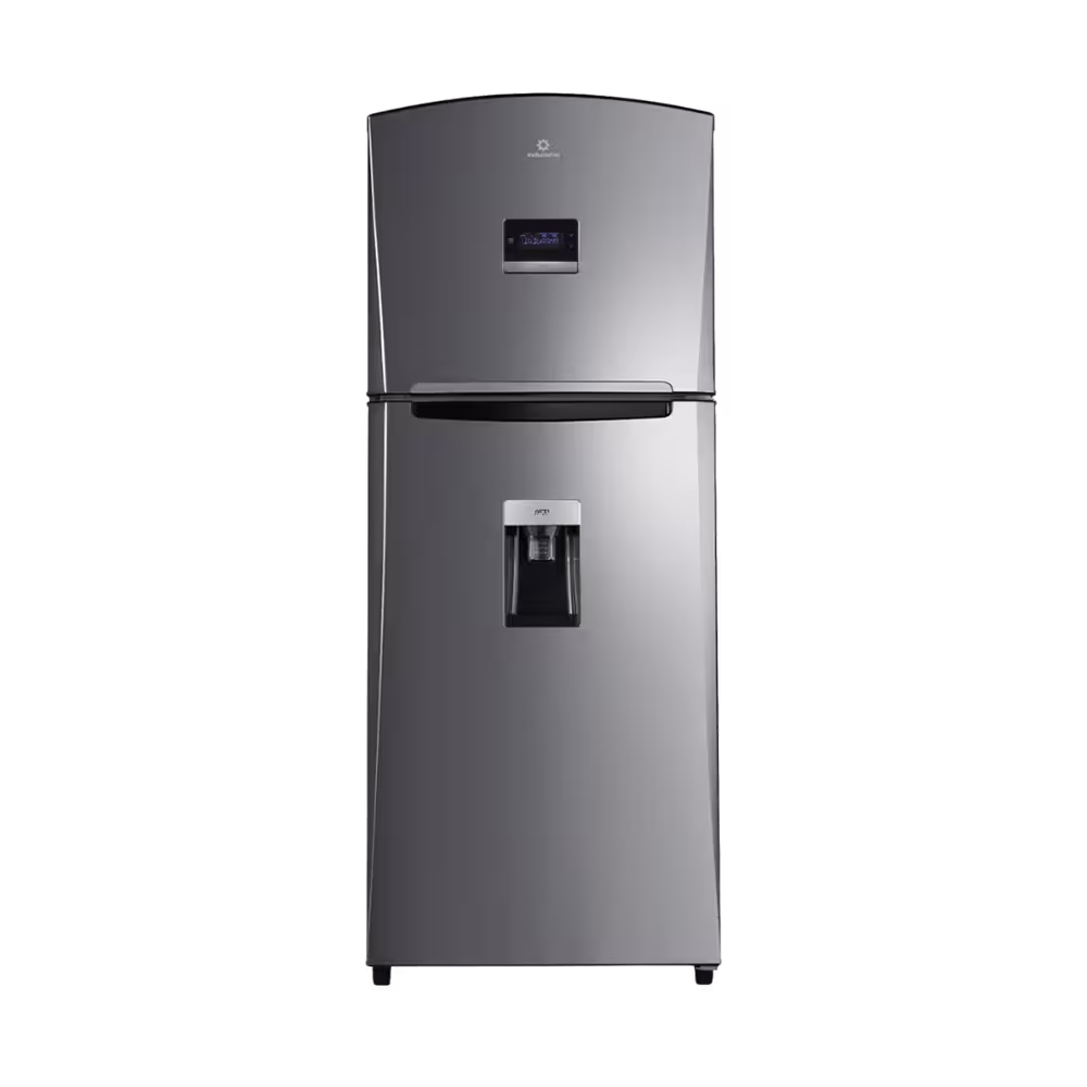 Refrigeradora Indurama RI-585 Quarzo 384L cromo con pantalla vista frontal. Descúbrelo en granhogar