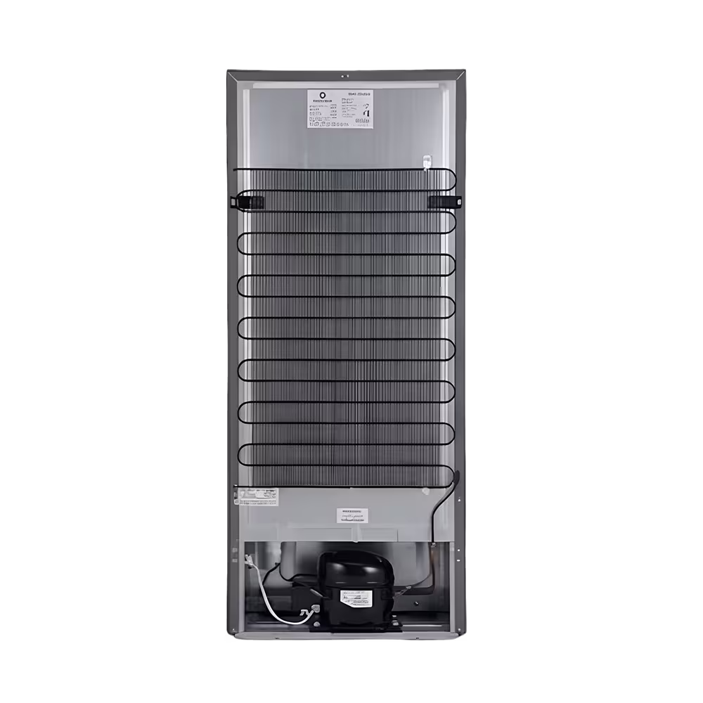 Refrigeradora Indurama RI-585 Quarzo 384L panel con motor vista trasera. Disponible en granhogar online