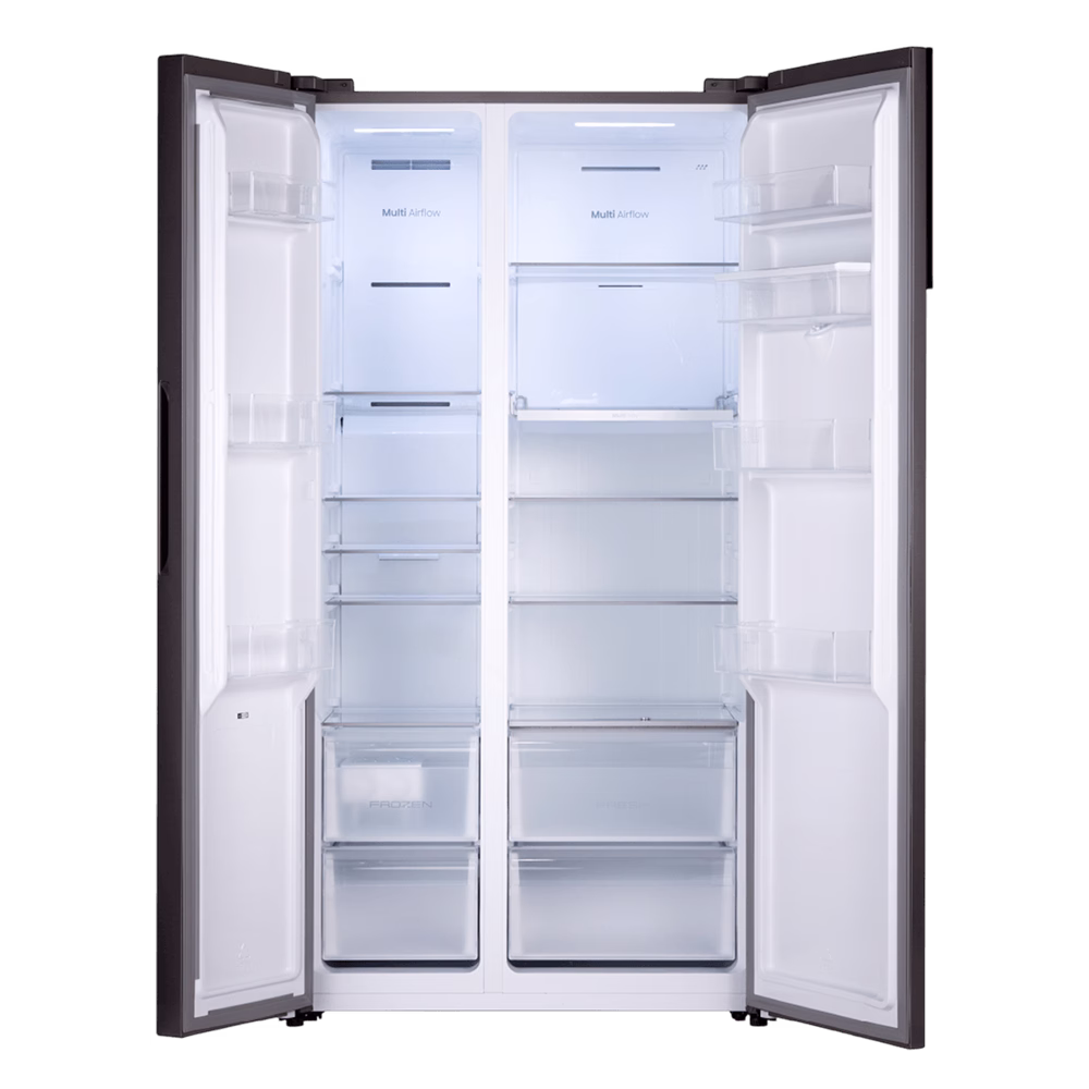 Refrigeradora RI-7568D Side by Side Croma Indurama con puertas abiertas vacío encuéntralo en granhogar