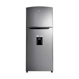 Refrigeradora Indurama RI-480 Quarzo Inverter color croma con dispensador vista frontal completa granhogar