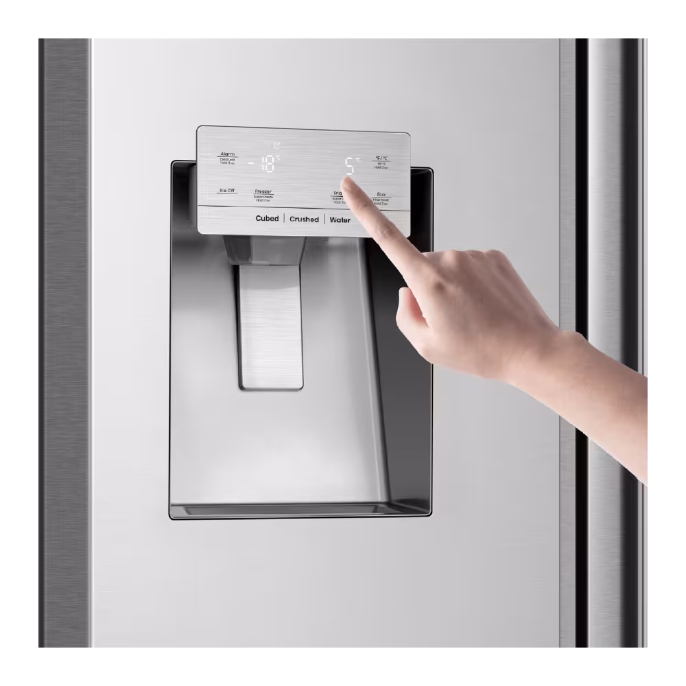 Refrigeradora Indurama RI-992I panel digital y Ice Maker de cerca disponible en granhogar