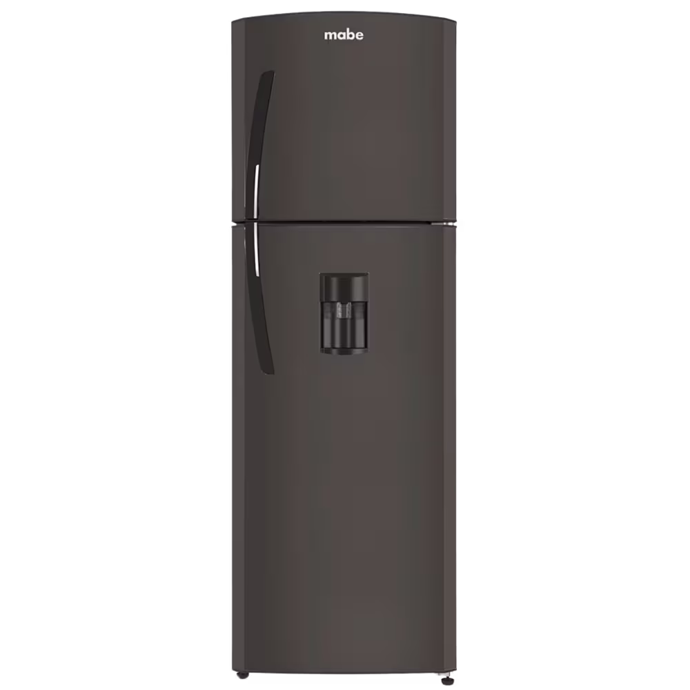 Frontal refrigeradora Mabe negra con dispensador solo en granhogar