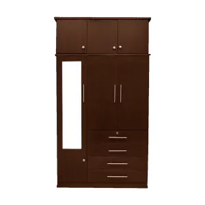 Ropero Armijo de 3 puertas y 2 cuerpos color marrón con espejo frontal encuentra en granhogar