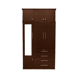Ropero Armijo de 3 puertas y 2 cuerpos color marrón con espejo frontal encuentra en granhogar