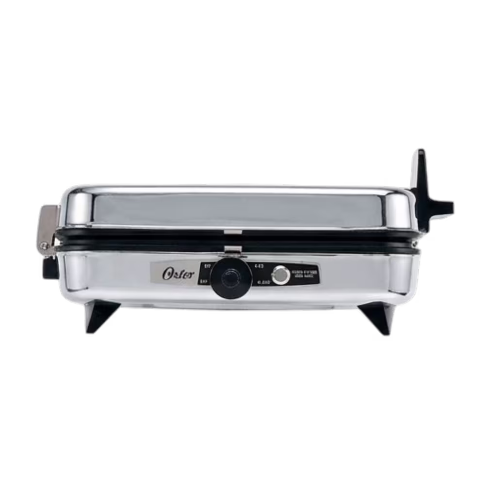 Sanduchera waflera Oster Cg120w-012-000 perilla de control frontal vista frontal granhogar