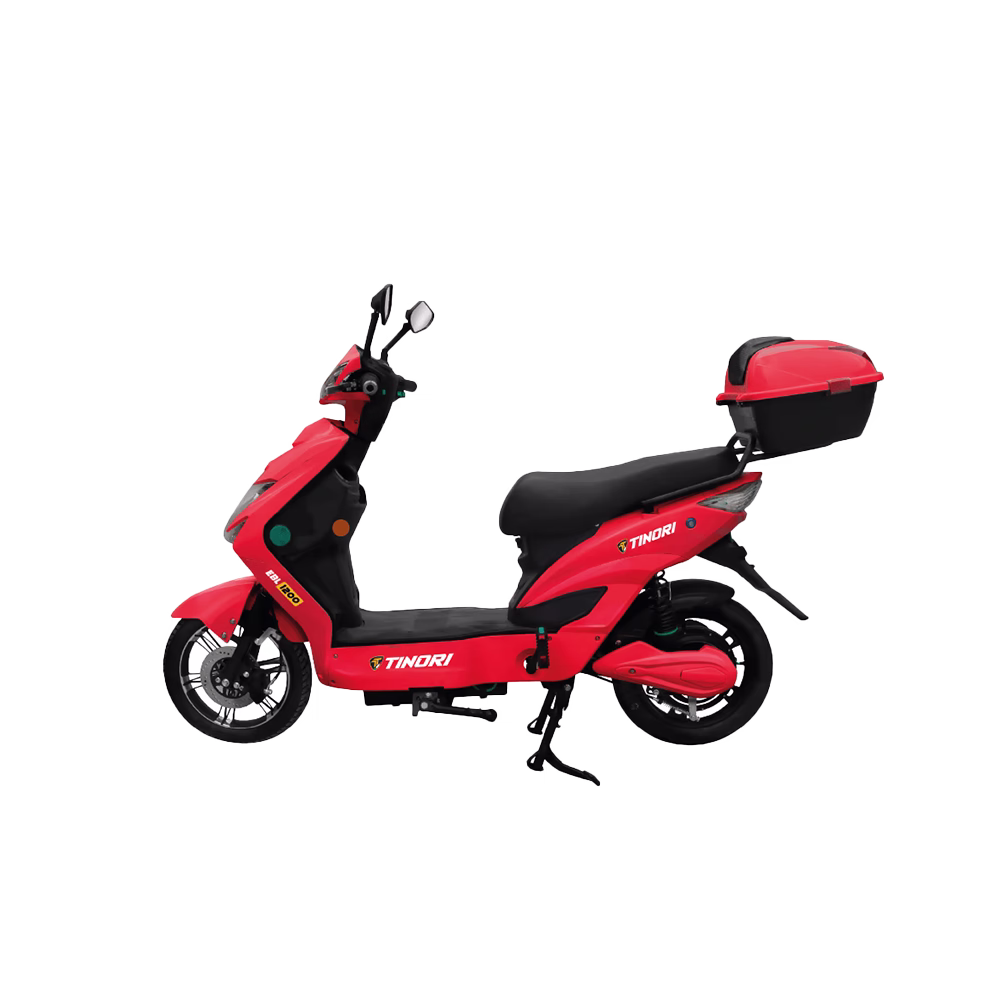 Scooter eléctrica EBL 1200W con pedal Tinori versión roja con maletero posterior descúbrelo en granhogar