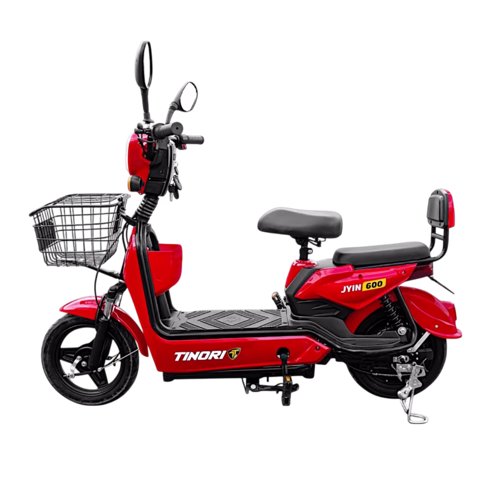Scooter eléctrica JYIN 600W con pedal Tinori vista lateral roja descúbrelo en granhogar