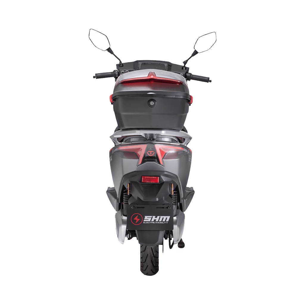 Scooter eléctrica E-Max 1500W 65 km/h SHM gris en parte trasera descúbrelo en granhogar