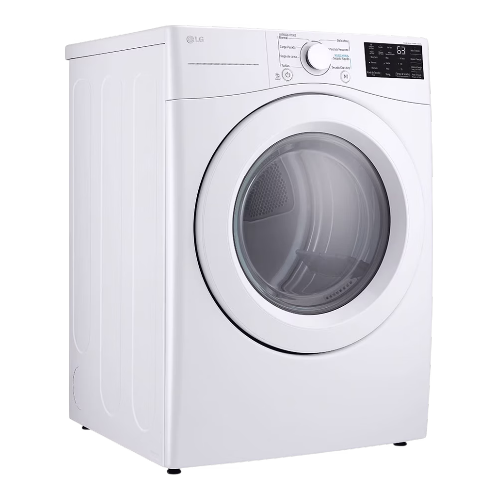Secadora a gas DF50WV2S6W carga frontal 25kg Smart LG en diagonal izquierda cómpralo en granhogar