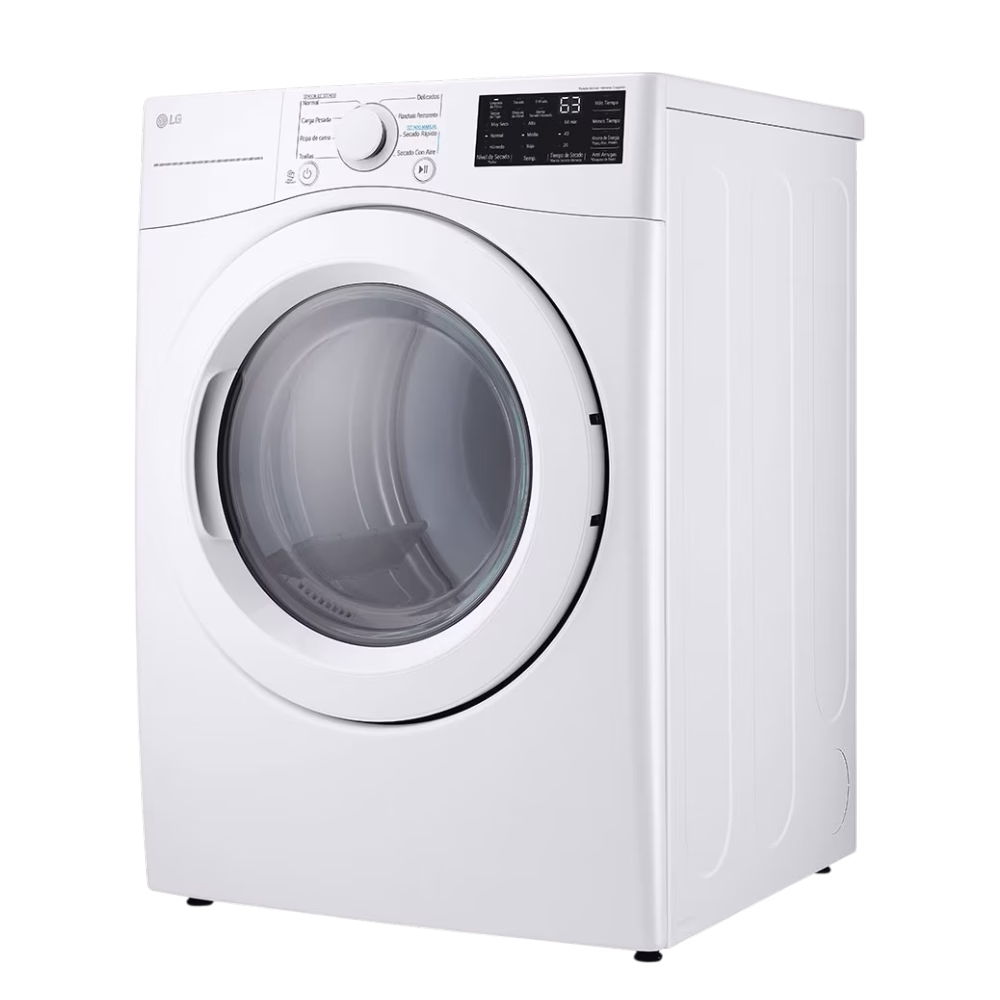 Secadora a gas DF50WV2S6W carga frontal 25kg Smart LG en diagonal derecha encuéntralo en granhogar