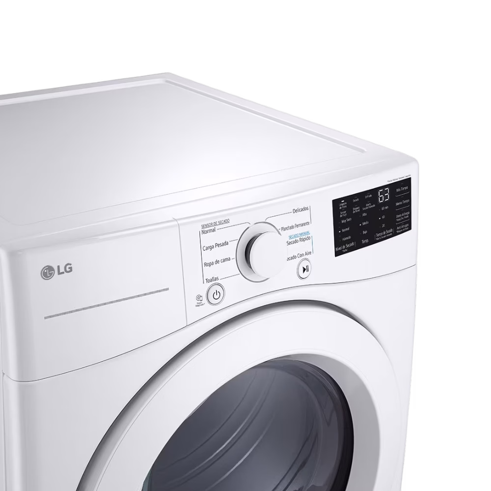 Secadora a gas DF50WV2S6W carga frontal 25kg Smart LG acercamiento al panel de control adquiérelo en granhogar