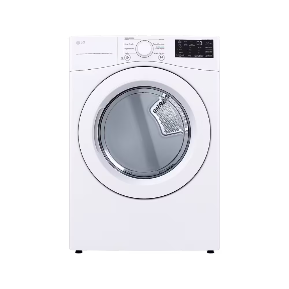 Secadora electrica LG DF50WV2S6WE capacidad de 25 kg con puerta de vidrio vista frontal granhogar