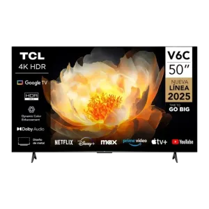 Televisor TCL 50V6C de 50 pulgadas 4K UHD vista frontal recta encuentra en granhogar