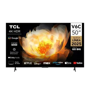 Televisor TCL 50V6C de 50 pulgadas 4K UHD vista frontal recta encuentra en granhogar
