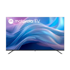 Televisor Motorola 55MGFUHD Google TV 4K LED de frente. Disponible en granhogar