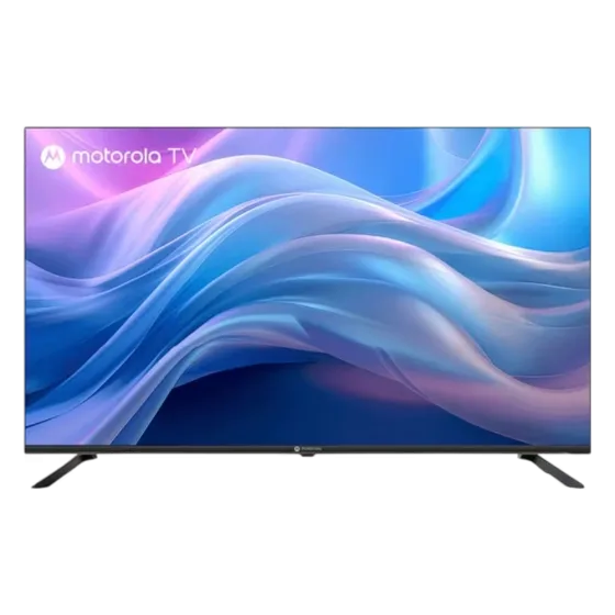 Televisor Motorola 55MNUHD diseño ultra delgado sin bordes vista frontal disponible en granhogar