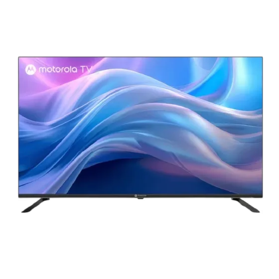 Televisor Motorola 55MNUHD diseño ultra delgado sin bordes vista frontal disponible en granhogar