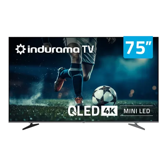 Televisor QLED Mini LED Indurama 75TIKIQMINLED 4K vista frontal encuentra en granhogar
