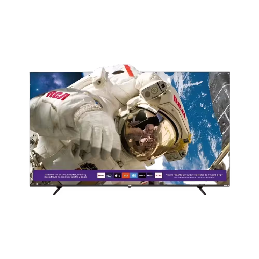 Televisor RCA 86UHDRC Smart TV 4K 86 pulgadas con patas base frontal disponible en granhogar