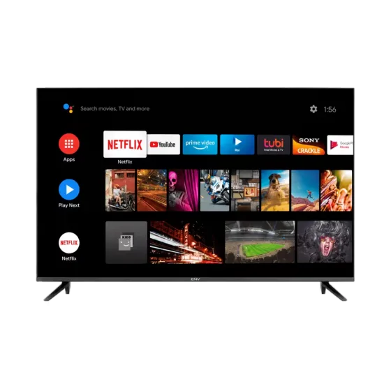 Televisor ENV ENV-32DF2 Smart TV Android 14 pantalla encendida vista frontal. Encuéntralo en granhogar