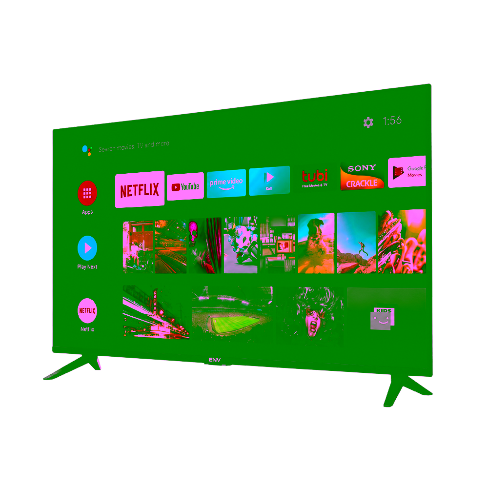Televisor 40 Pulgadas Full HD ENV ENV-40DF2 pantalla encendida vista diagonal Compra en granhogar