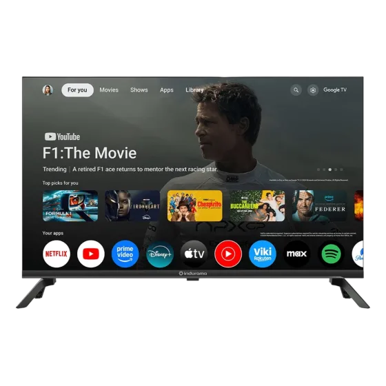 Televisor 32 Pulgadas Indurama 32TIKN3HDQLED Smart TV QLED Google TV diseño frontal Adquiere en granhogar