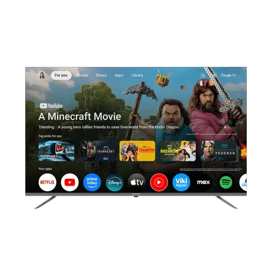 Televisor Indurama 58TIKGF5UHD 58 pulgadas 4K Google TV vista frontal. Disponible en granhogar